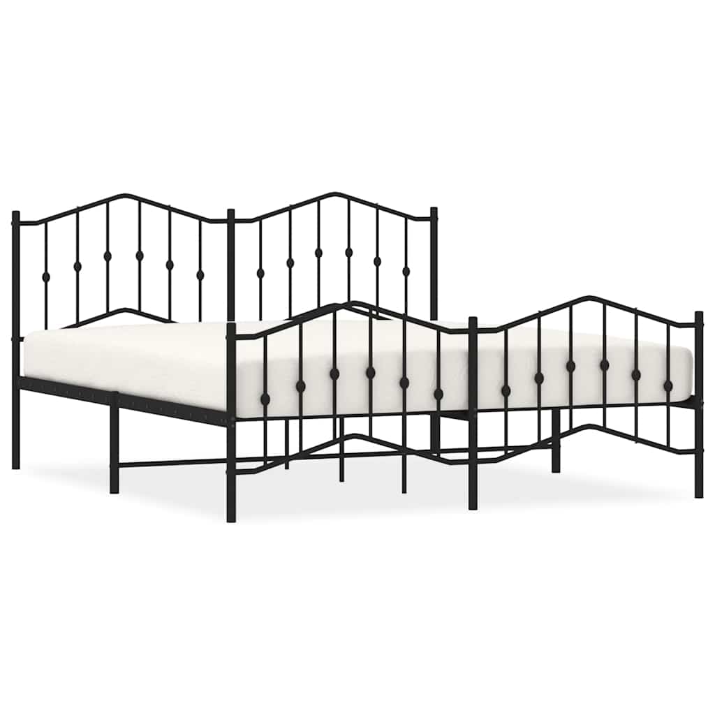 sengeramme med sengegavl og fodgærde 183x213 cm metal sort