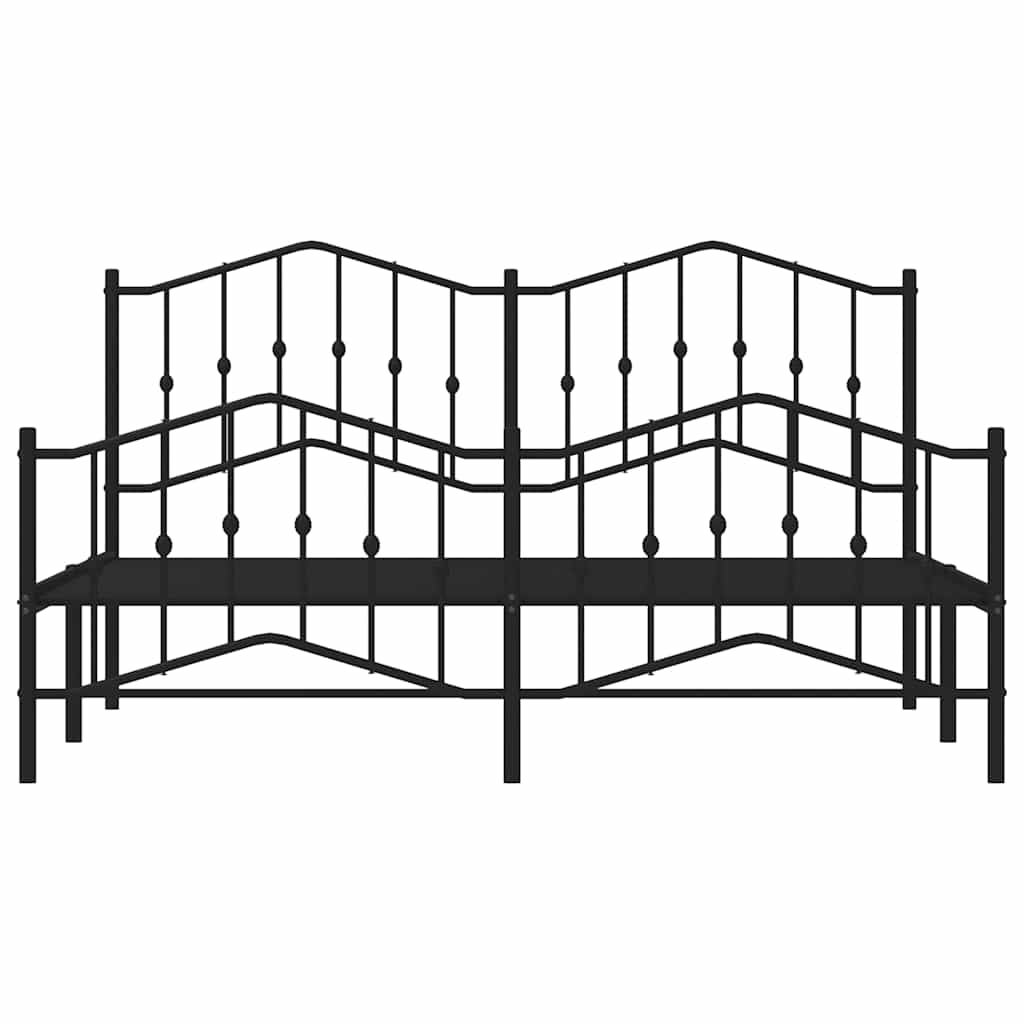 sengeramme med sengegavl og fodgærde 183x213 cm metal sort