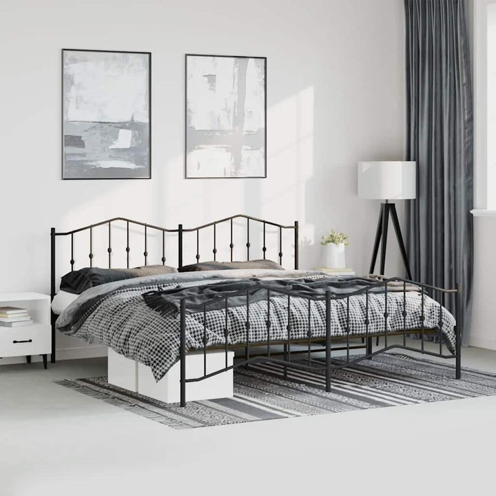 sengeramme med sengegavl og fodgærde 183x213 cm metal sort