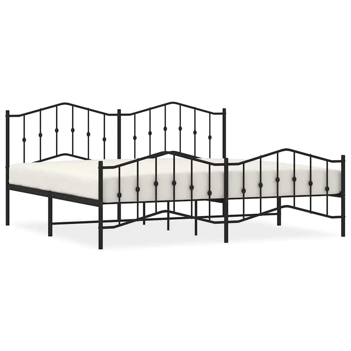 sengeramme med sengegavl og fodgærde 193x203 cm metal sort