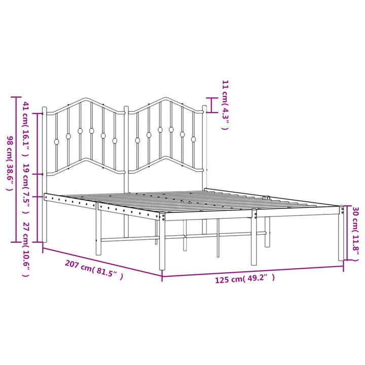 sengeramme med sengegavl 120x200 cm metal hvid