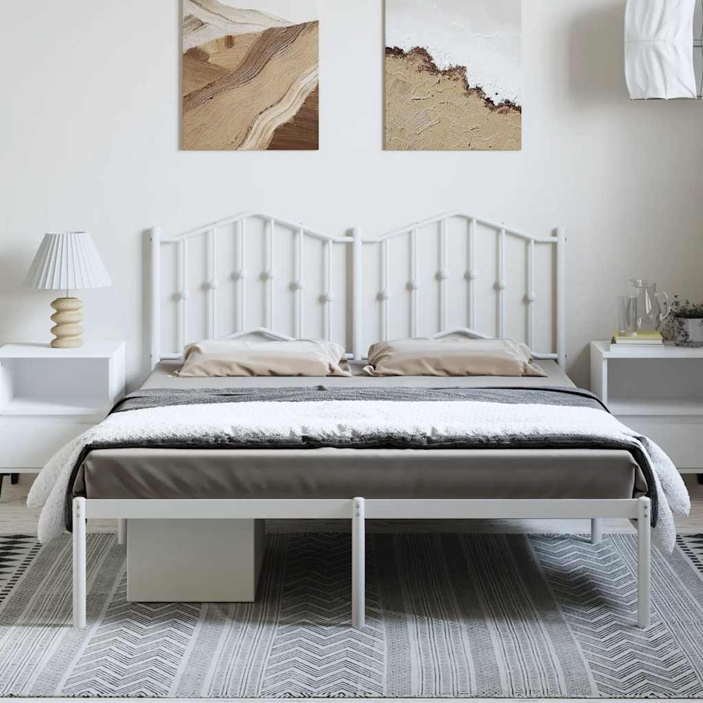 sengeramme med sengegavl 135x190 cm metal hvid