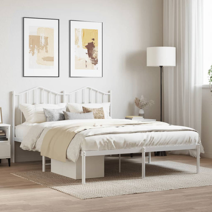 sengeramme med sengegavl 140x190 cm metal hvid