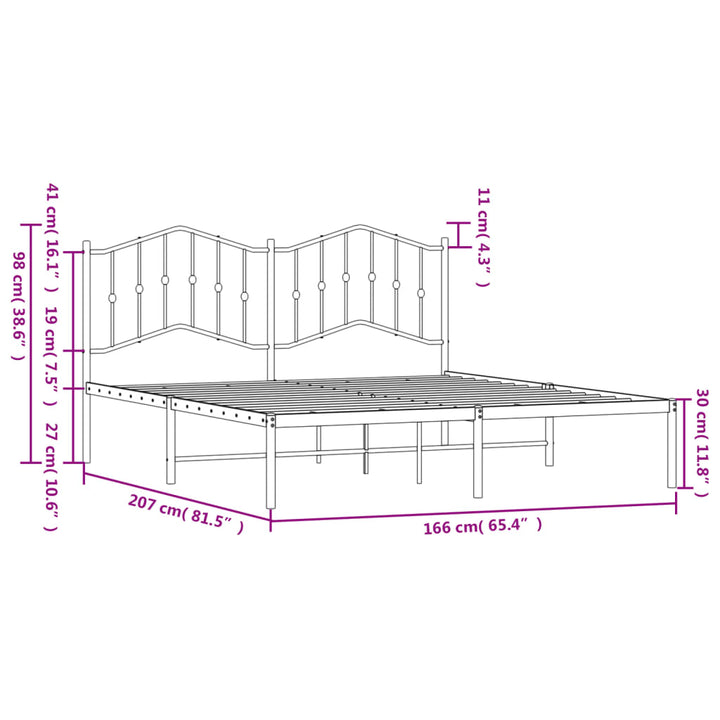 sengeramme med sengegavl 160x200 cm metal hvid