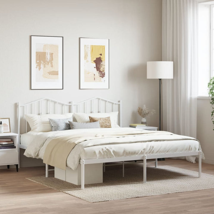 sengeramme med sengegavl 160x200 cm metal hvid