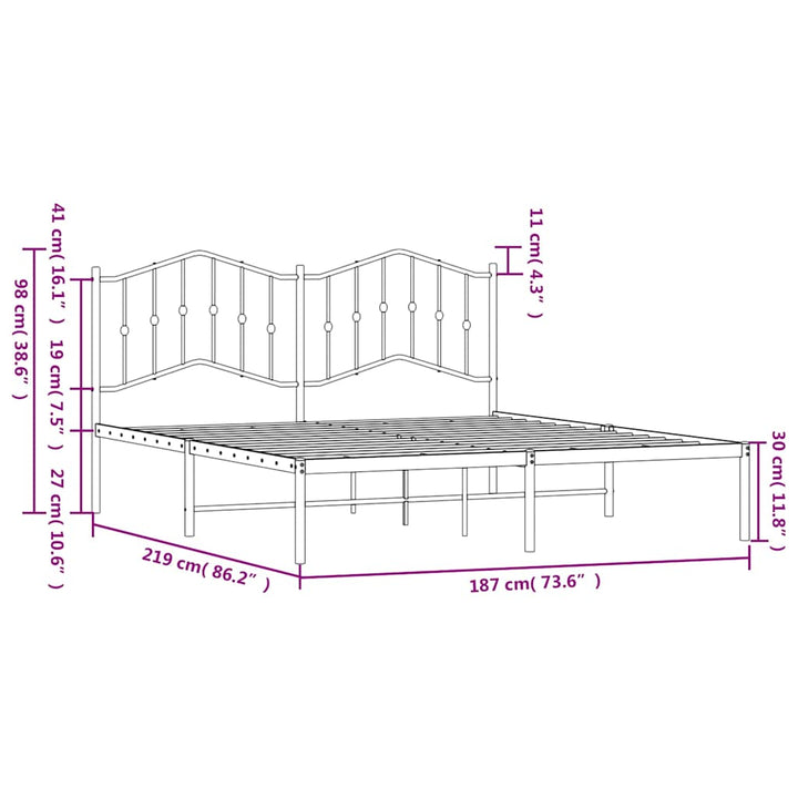 sengeramme med sengegavl 183x213 cm metal hvid