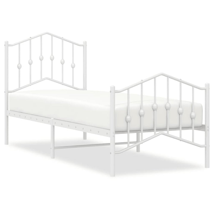 sengeramme med sengegavl og fodgærde 75x190 cm metal hvid