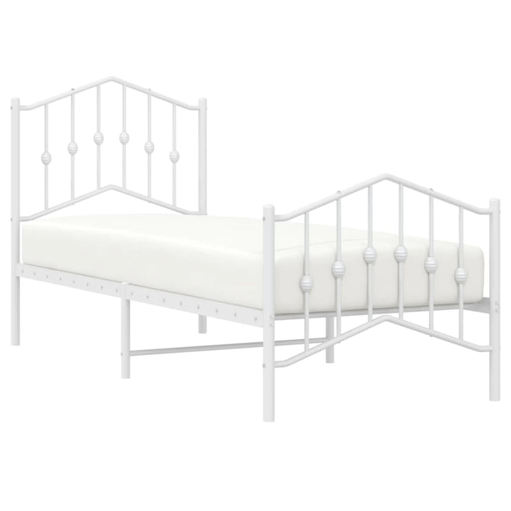 sengeramme med sengegavl og fodgærde 75x190 cm metal hvid