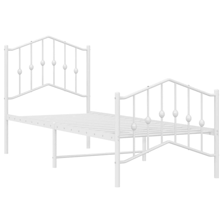 sengeramme med sengegavl og fodgærde 75x190 cm metal hvid