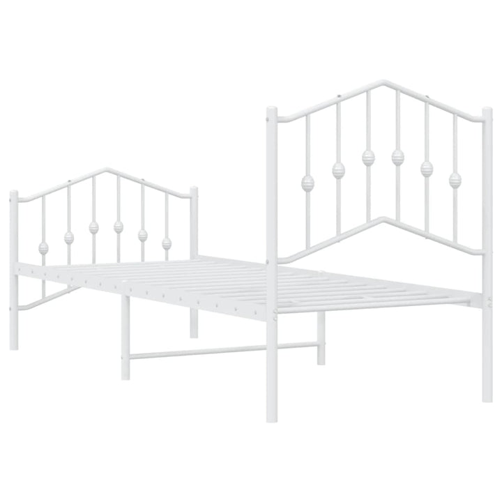sengeramme med sengegavl og fodgærde 75x190 cm metal hvid