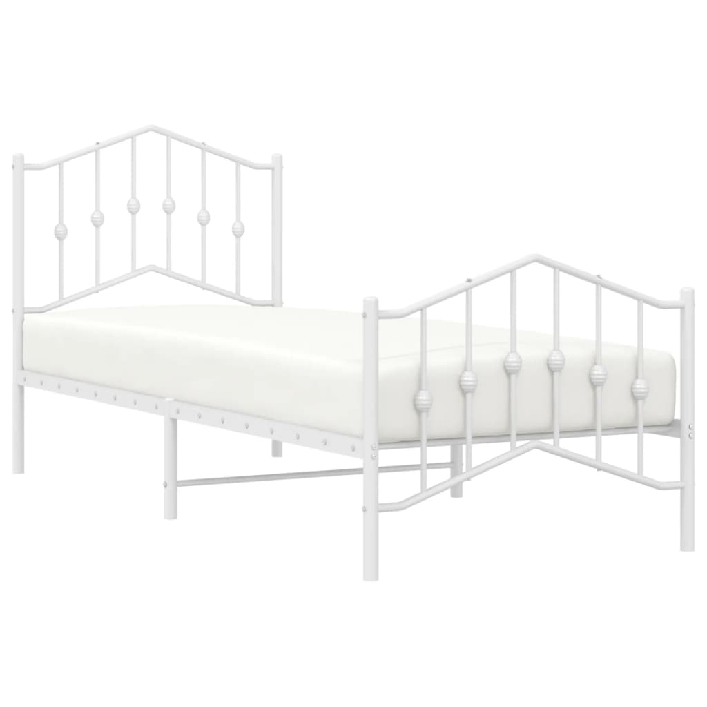 sengeramme med sengegavl og fodgærde 80x200 cm metal hvid