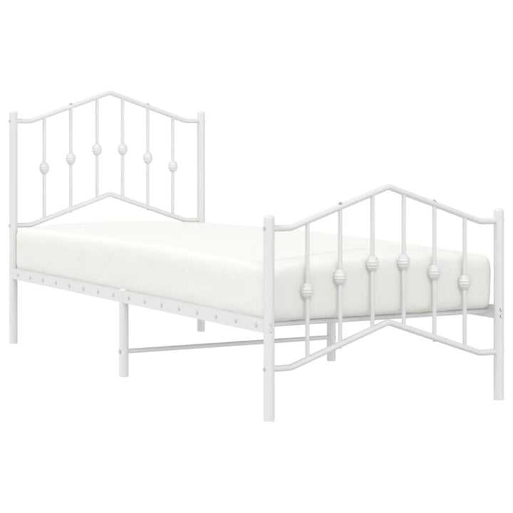 sengeramme med sengegavl og fodgærde 80x200 cm metal hvid