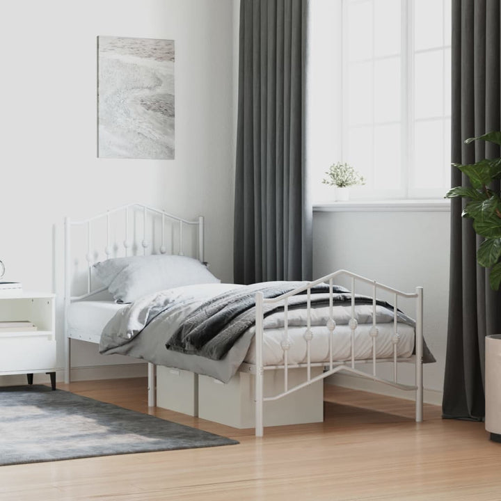 sengeramme med sengegavl og fodgærde 80x200 cm metal hvid