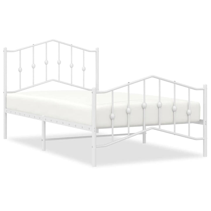 sengeramme med sengegavl og fodgærde 100x190 cm metal hvid