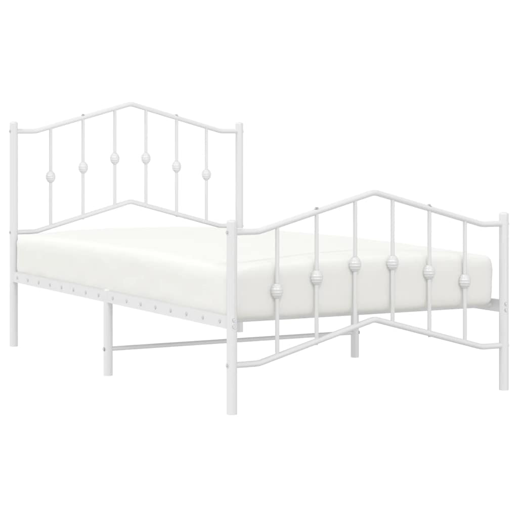 sengeramme med sengegavl og fodgærde 100x190 cm metal hvid