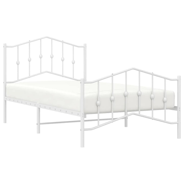 sengeramme med sengegavl og fodgærde 100x190 cm metal hvid