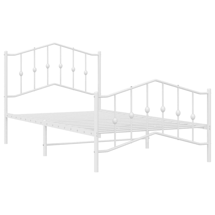sengeramme med sengegavl og fodgærde 100x190 cm metal hvid
