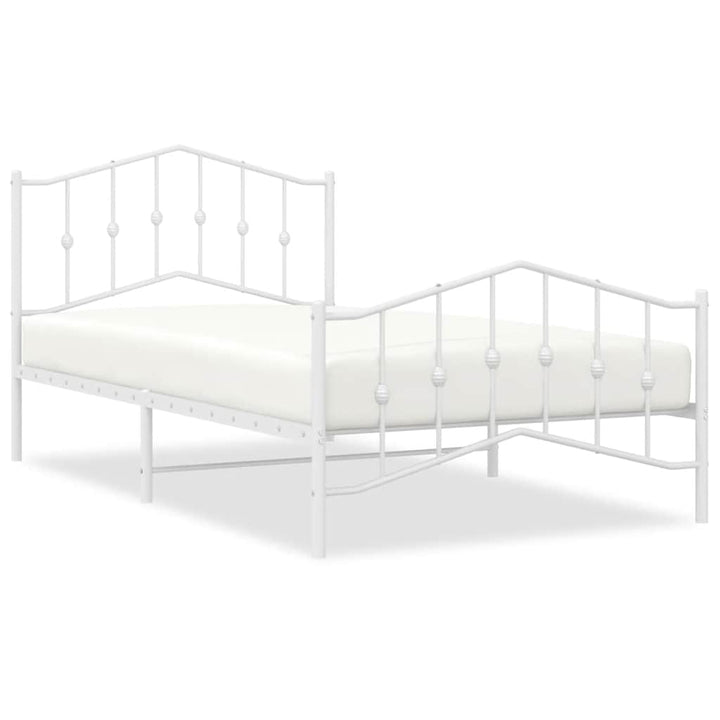 sengeramme med sengegavl og fodgærde 100x200 cm metal hvid