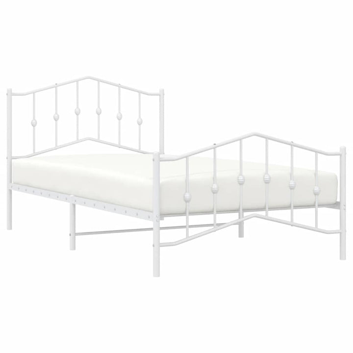 sengeramme med sengegavl og fodgærde 100x200 cm metal hvid