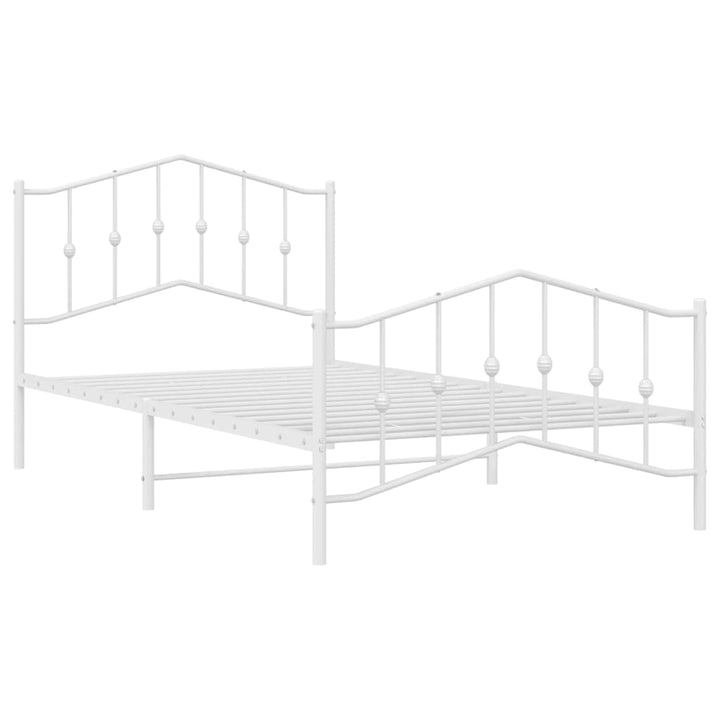 sengeramme med sengegavl og fodgærde 100x200 cm metal hvid