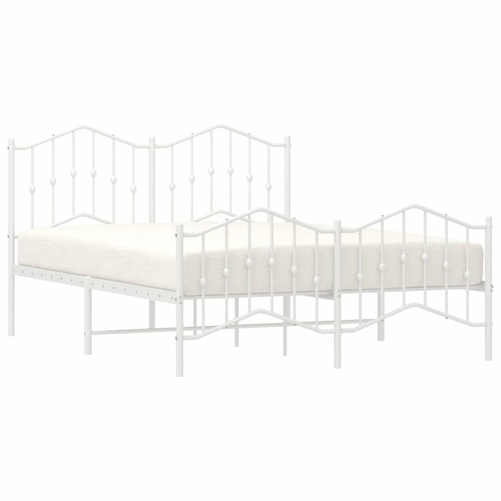 sengeramme med sengegavl og fodgærde 135x190 cm metal hvid