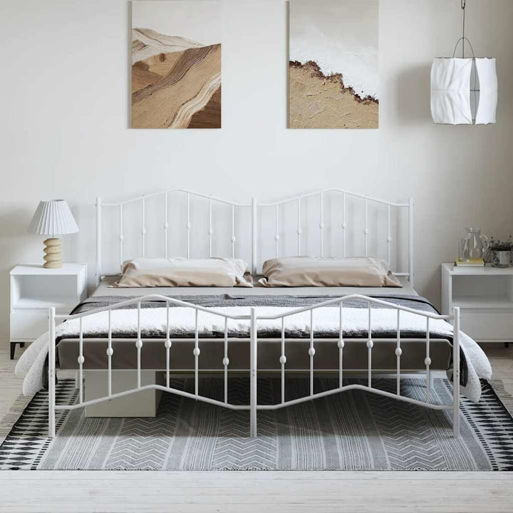sengeramme med sengegavl og fodgærde 183x213 cm metal hvid