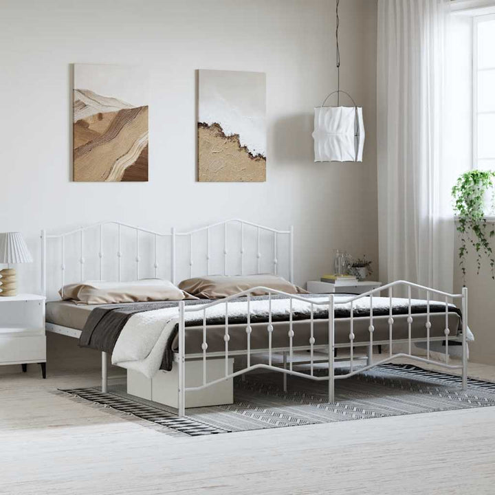 sengeramme med sengegavl og fodgærde 183x213 cm metal hvid