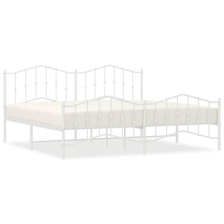 sengeramme med sengegavl og fodgærde 193x203 cm metal hvid