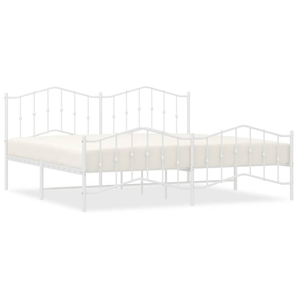 sengeramme med sengegavl og fodgærde 200x200 cm metal hvid