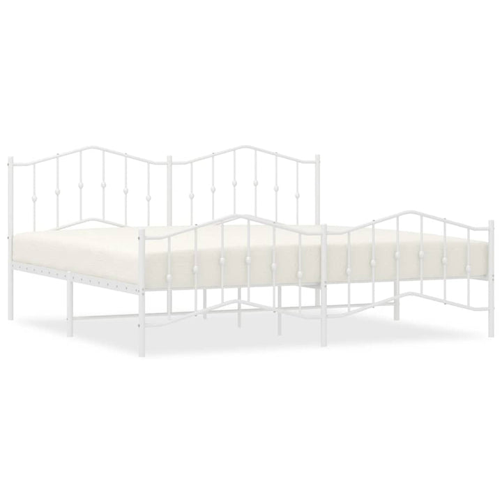 sengeramme med sengegavl og fodgærde 200x200 cm metal hvid