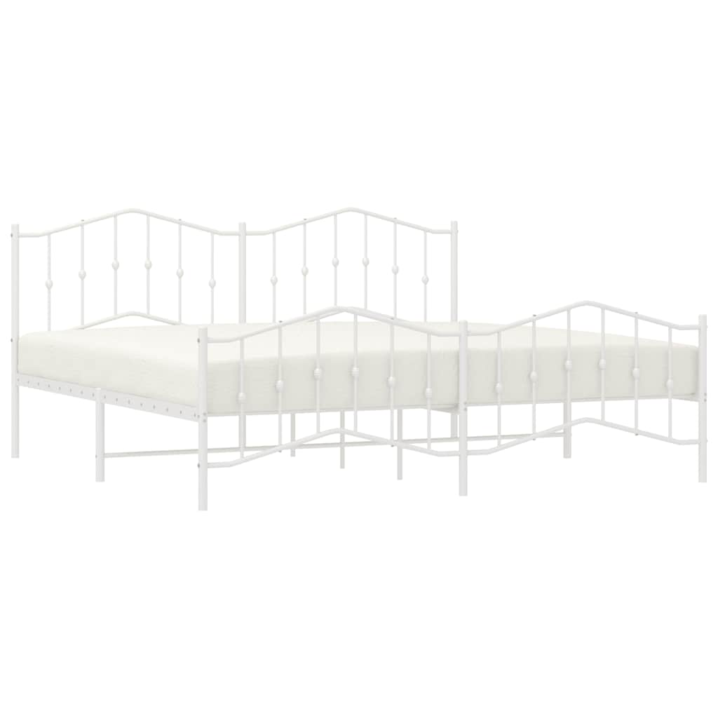 sengeramme med sengegavl og fodgærde 200x200 cm metal hvid