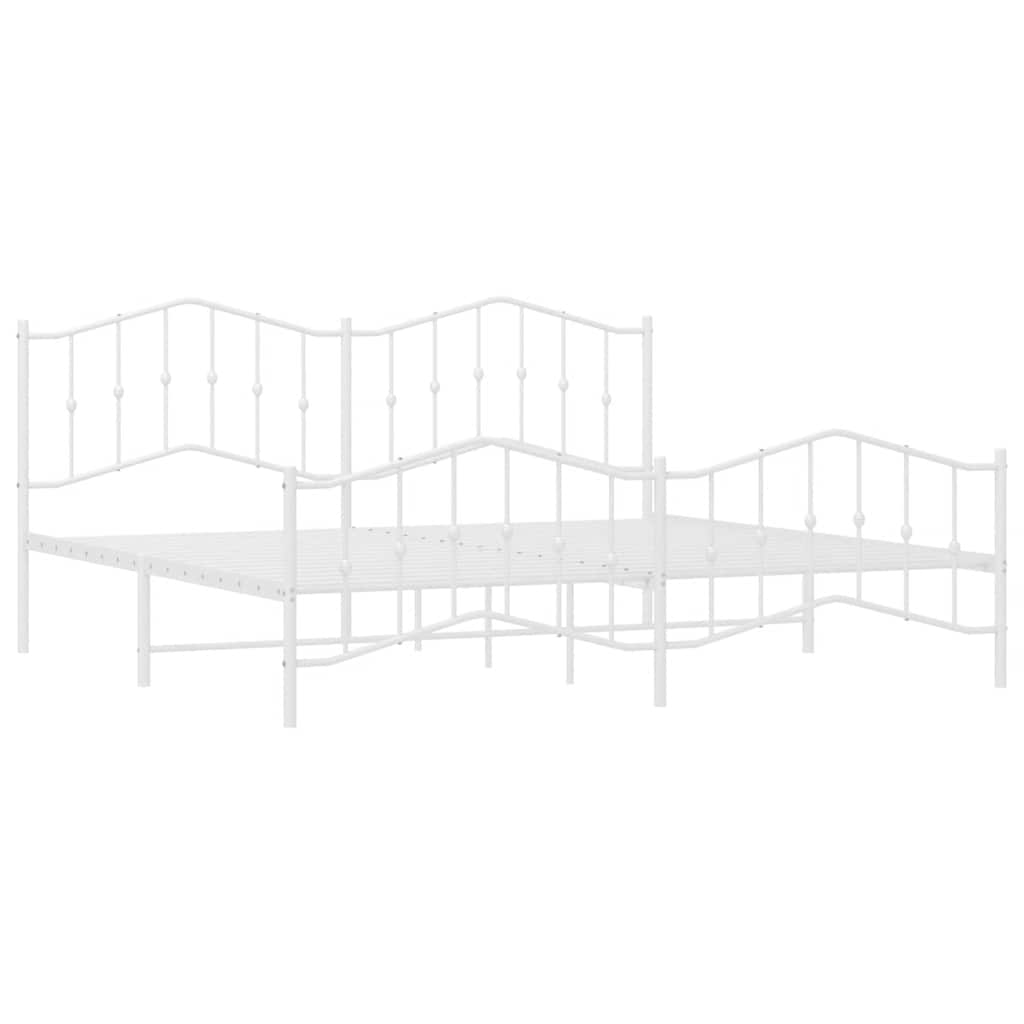 sengeramme med sengegavl og fodgærde 200x200 cm metal hvid
