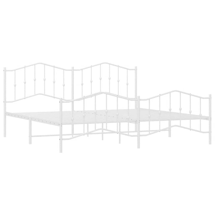 sengeramme med sengegavl og fodgærde 200x200 cm metal hvid