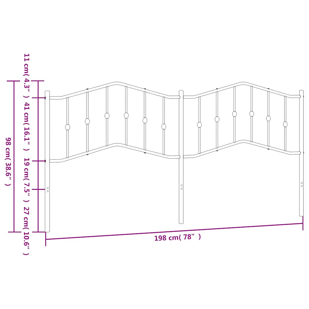 udskiftningsgavl 193 cm metal hvid