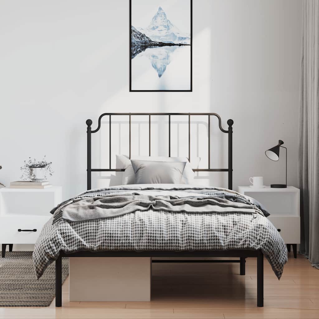 sengeramme med sengegavl 100x190 cm metal sort