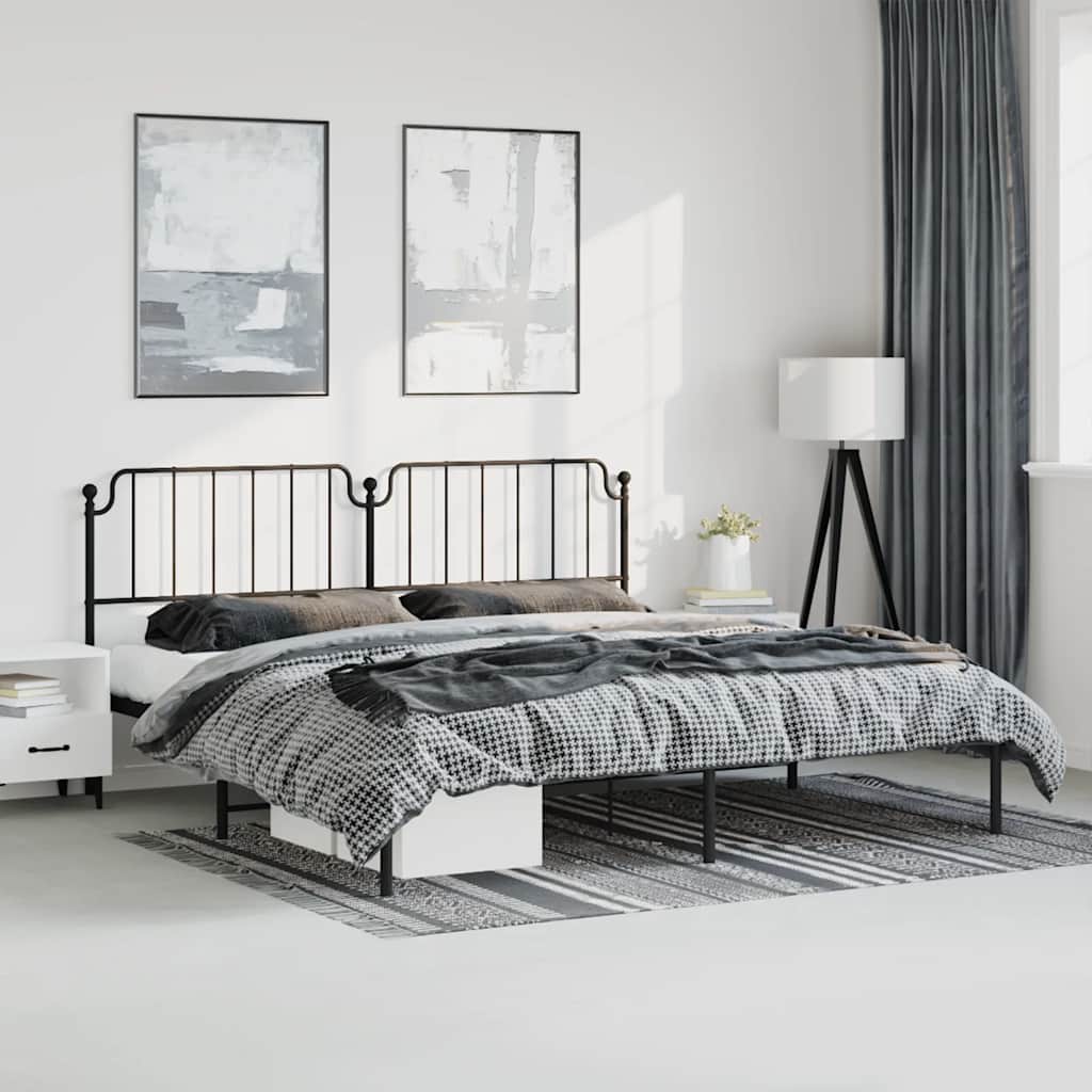 sengeramme med sengegavl 183x213 cm metal sort