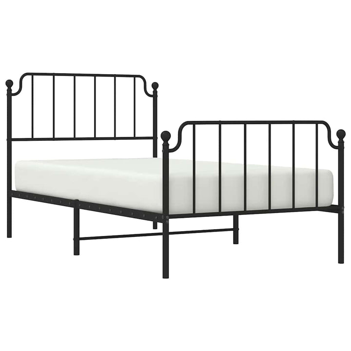 sengeramme med sengegavl og fodgærde 100x200 cm metal sort