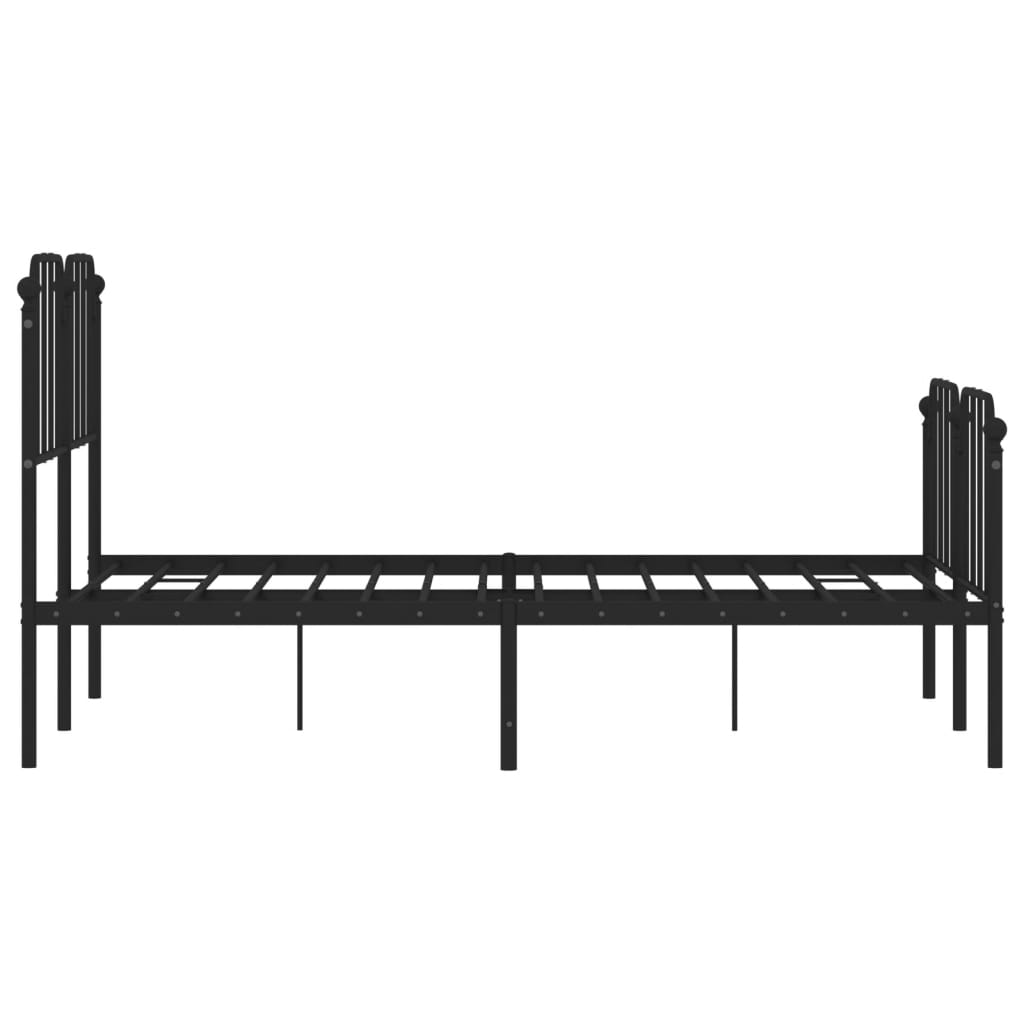 sengeramme med sengegavl og fodgærde 120x200 cm metal sort