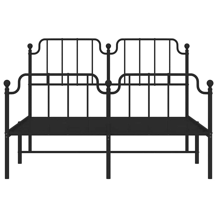 sengeramme med sengegavl og fodgærde 135x190 cm metal sort