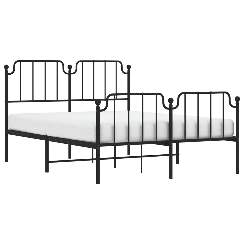 sengeramme med sengegavl og fodgærde 140x190 cm metal sort