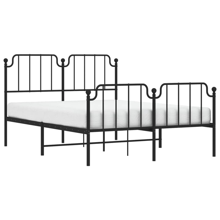 sengeramme med sengegavl og fodgærde 140x190 cm metal sort