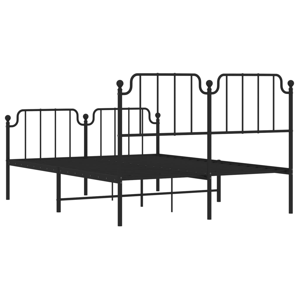 sengeramme med sengegavl og fodgærde 140x190 cm metal sort
