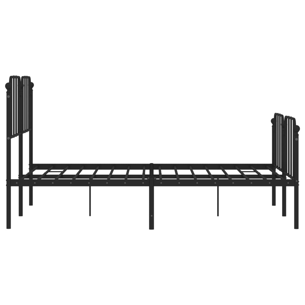 sengeramme med sengegavl og fodgærde 140x200 cm metal sort