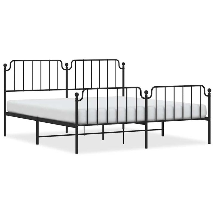 sengeramme med sengegavl og fodgærde 183x213 cm metal sort