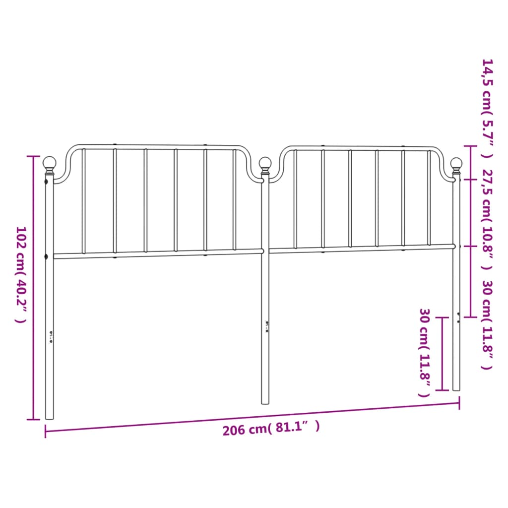 udskiftningsgavl 200 cm metal sort