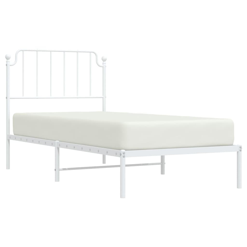 sengeramme med sengegavl 90x200 cm metal hvid
