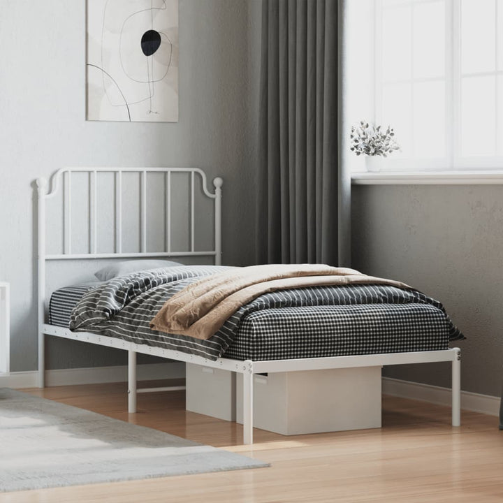 sengeramme med sengegavl 90x200 cm metal hvid
