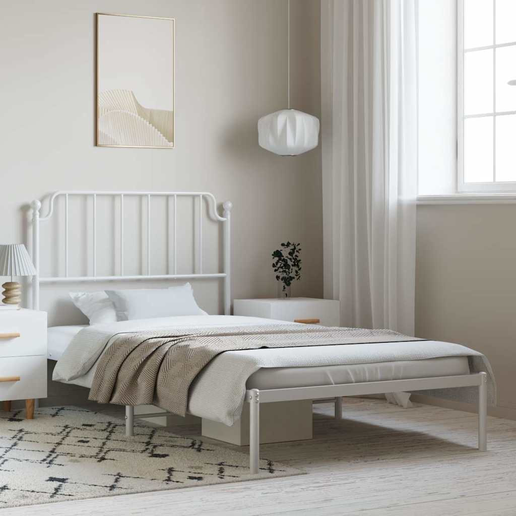 sengeramme med sengegavl 100x190 cm metal hvid
