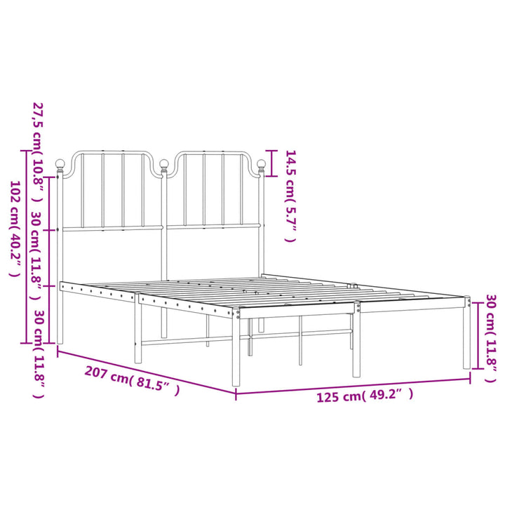sengeramme med sengegavl 120x200 cm metal hvid
