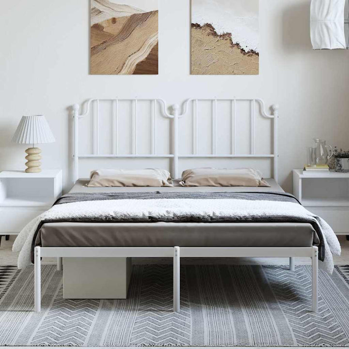 sengeramme med sengegavl 150x200 cm metal hvid